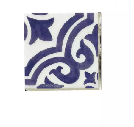 20 Serviettes Cocktail Dolce Vita Papier Bleu Roi, Blanc et Or 24x24cm - 3 Plis