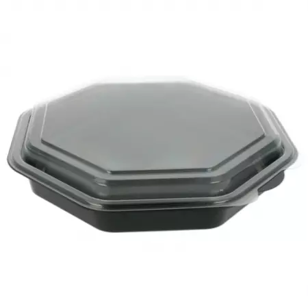 200 Assiettes + Couvercles Octo 23x23x5 NOIR