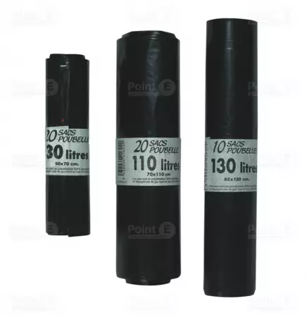 200 Sacs poubelles 100 litres 82x87cm Noir 60&micro; POUB1626