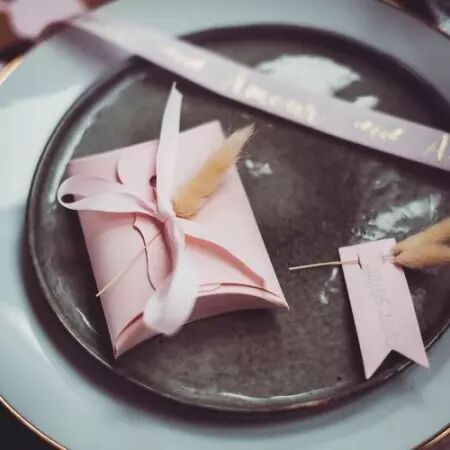 24 Etiquettes Fanions Rose Poudre