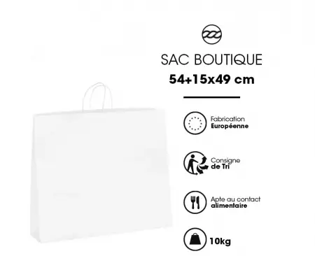 24 Sacs cabas kraft BLANC PF 54+15x49 / 21149
