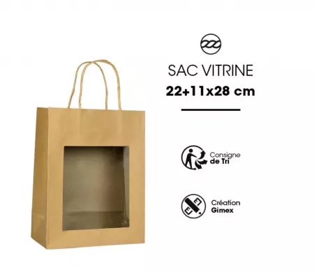 240 Sacs Kraft brun a Fenetre 220+110x280 / 21018