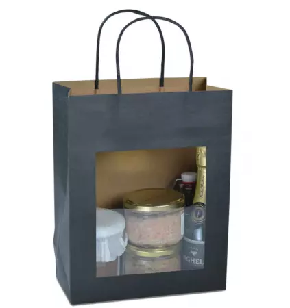 240 Sacs Kraft Mat NOIR &agrave; Fenetre 22+11x28 / 21021