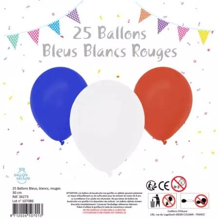 25 BALLONS BLEU BLANC ROUGE