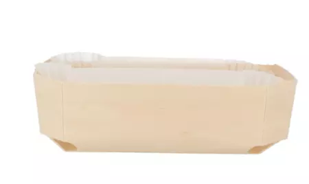 25 Barquettes Bois +Silcone 14x9x4.5cm