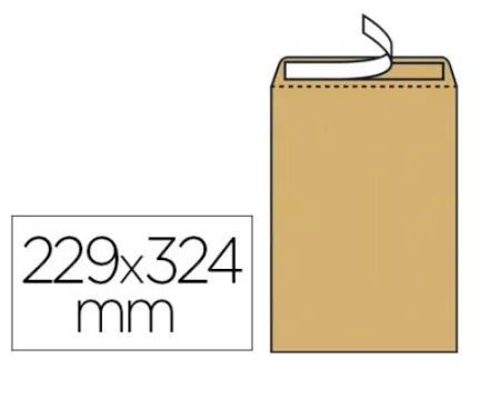 25 Pochettes adh&eacute;sive kraft 229x324mm C4 90gr
