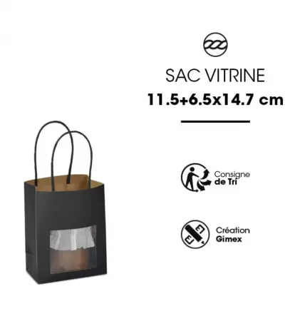 25 Sacs Kraft + F 11.4+6.4x14.6 NOIR INTENSE / 21019