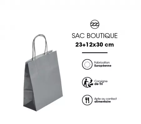 250 Sacs Kraft Tendance 23+12x30 ARGENT / 21329