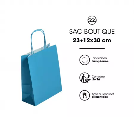 250 Sacs Kraft Tendance 23+12x30 BLEU / 21389
