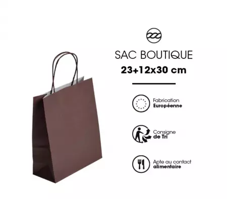 250 Sacs Kraft Tendance 23+12x30 CHOCOLAT / 21386