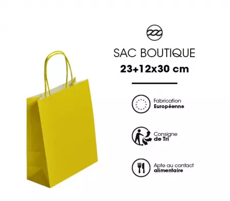 250 Sacs Kraft Tendance 23+12x30 JAUNE / 21283