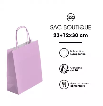 250 Sacs Kraft Tendance 23+12x30 ROSE PASTEL / 21271
