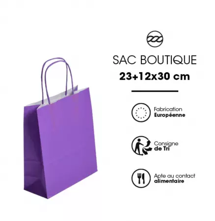 250 Sacs Kraft Tendance 23+12x30 VIOLET / 21364