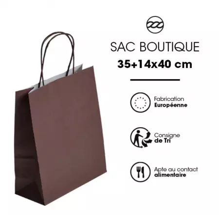 250 Sacs Kraft Tendance 35+14x40 CHOCOLAT / 21387