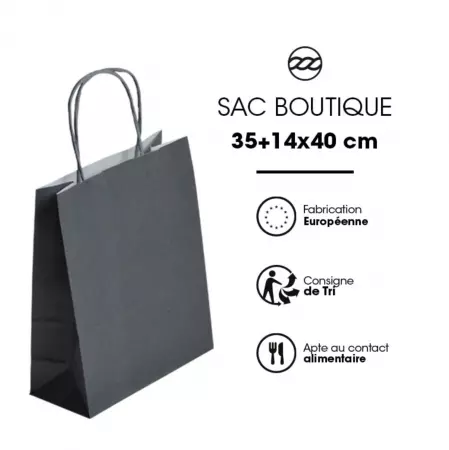 250 Sacs Kraft Tendance 35+14x40 GRIS / 21332