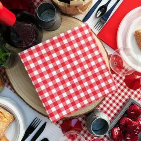 250 Serviettes Intiss&eacute;es 40x40 CHAMPETRE ROUGE