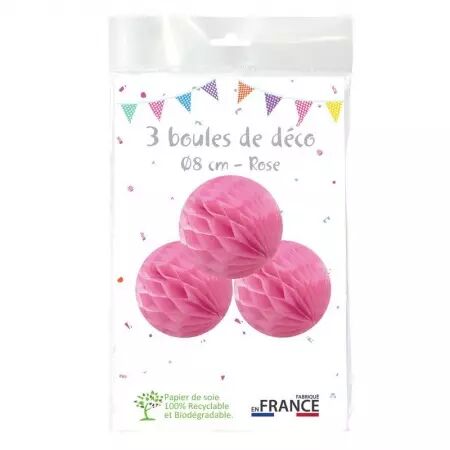 3 boules alveole ROSE 8cm