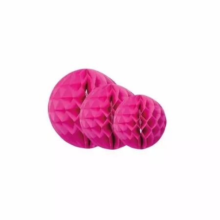 3 boules alv&eacute;oles fuschia 25/2/15cm