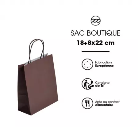 300 Sacs Kraft Tendance 18+8x22 CHOCOLAT / 21385