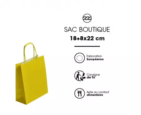 300 Sacs Kraft Tendance 18+8x22 JAUNE / 21282