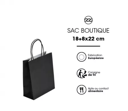 300 Sacs Kraft Tendance 18+8x22 NOIR / 21276