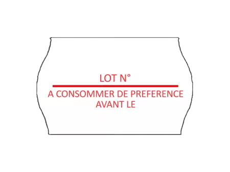 36 RLX DE 1000 ETIQUETTES 26*16 BLC LOT N* / ACDPAL PERM BORDS ARRONDIS