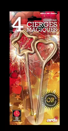 4 Cierges Magiques Coeurs Etoiles