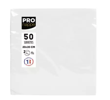 40 SERVIETTES OUATE MICRO GAUFRE 38X38 BLANC