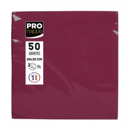 40 SERVIETTES OUATE MICRO GAUFRE 38X38 BORDEAUX