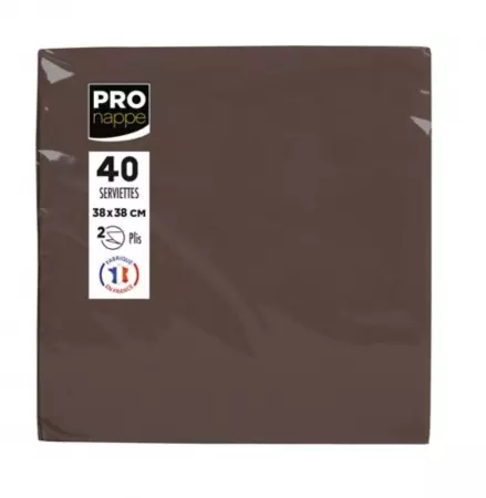40 SERVIETTES OUATE MICRO GAUFRE 38X38 CHOCOLAT