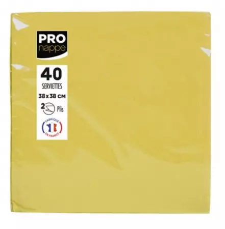 40 SERVIETTES OUATE MICRO GAUFRE 38X38 JAUNE