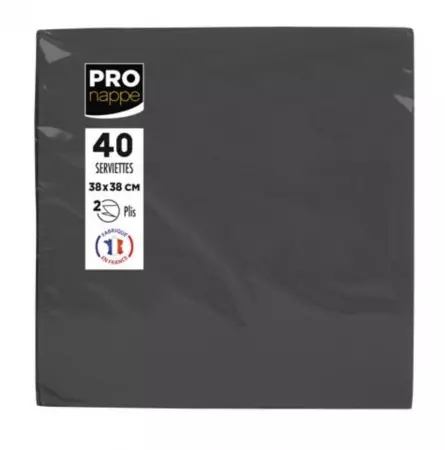 40 SERVIETTES OUATE MICRO GAUFRE 38X38 NOIR