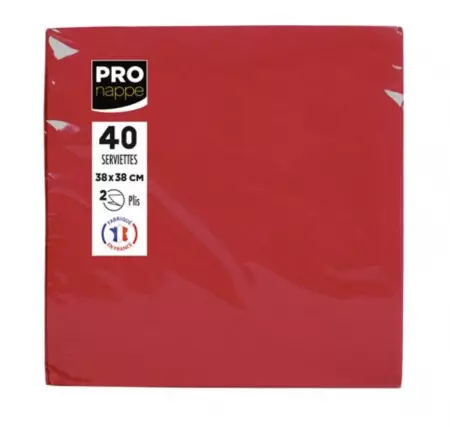 40 SERVIETTES OUATE MICRO GAUFRE 38X38 ROUGE