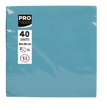 40 SERVIETTES OUATE MICRO GAUFRE 38X38 TURQUOISE
