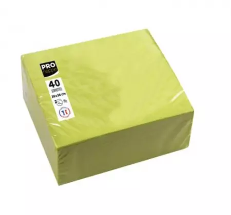 40 SERVIETTES OUATE MICRO GAUFRE 38X38 VERT KIWI