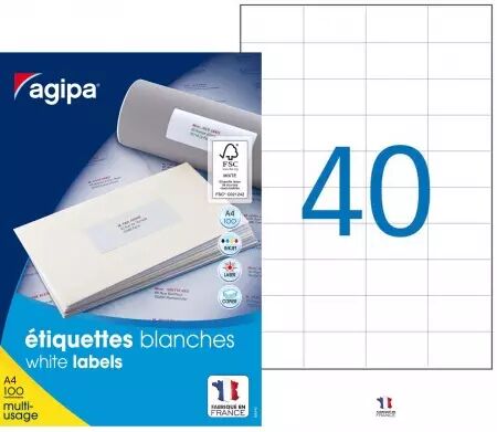 4000 Etiquettes Blanches 52.5x29.7 sur A4