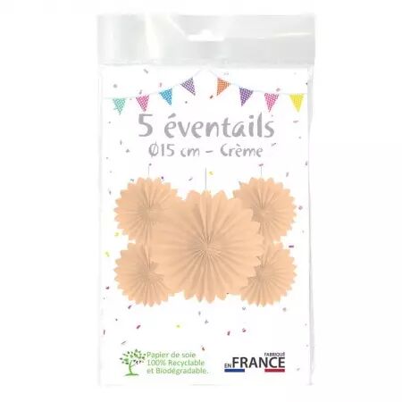 5 Eventails alv&eacute;ol&eacute;s 15cm CREME