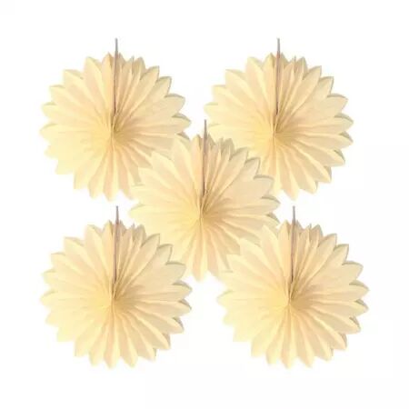 5 Eventails alv&eacute;ol&eacute;s 15cm CREME