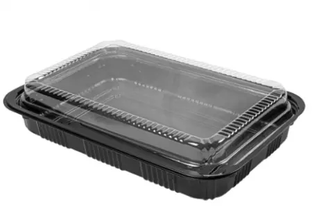 50 Barquettes + Couvercles PS 22x15x5 NOIR