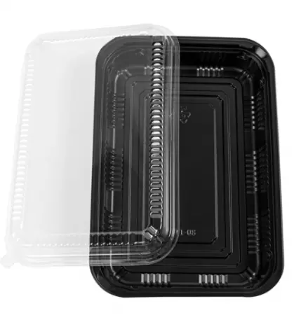 50 Barquettes + Couvercles PS 22x15x5 NOIR