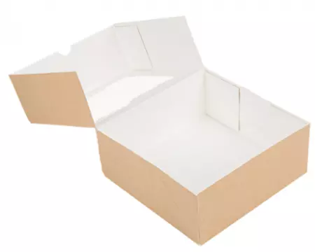 50 BO&Icirc;TES PATISSERIES AVEC FEN&Ecirc;TRE \'THEPACK\' 240 G/M2 + OPP 18x18x7,5 CM NATUREL CARTON ONDUL&Eacute; NANO-MICRO 