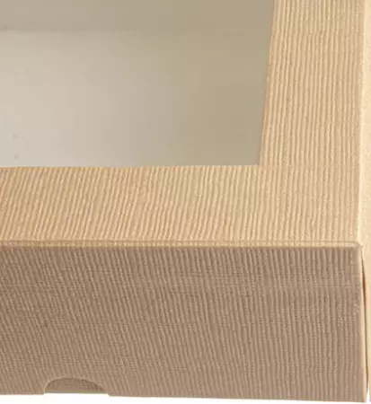 50 BO&Icirc;TES PATISSERIES AVEC FEN&Ecirc;TRE \'THEPACK\' 240 G/M2 + OPP 18x18x7,5 CM NATUREL CARTON ONDUL&Eacute; NANO-MICRO 