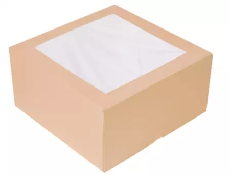 50 Boites Patissi&egrave;res Fen&ecirc;tre Kraft 240gr 24x24x12cm BRUN