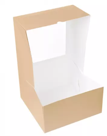 50 Boites Patissi&egrave;res Fen&ecirc;tre Kraft 240gr 24x24x12cm BRUN