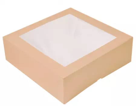 50 Boites Patissi&egrave;res Fen&ecirc;tre Kraft 240gr 32x32x10cm BRUN