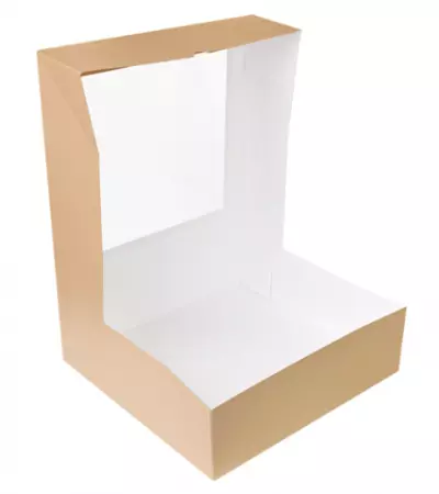 50 Boites Patissi&egrave;res Fen&ecirc;tre Kraft 240gr 32x32x10cm BRUN