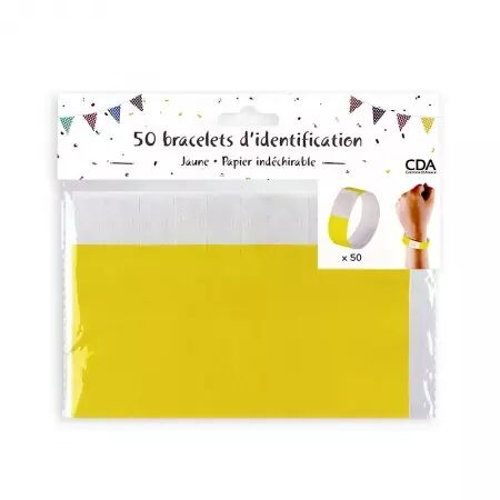 50 Bracelets JAUNE identification pap...