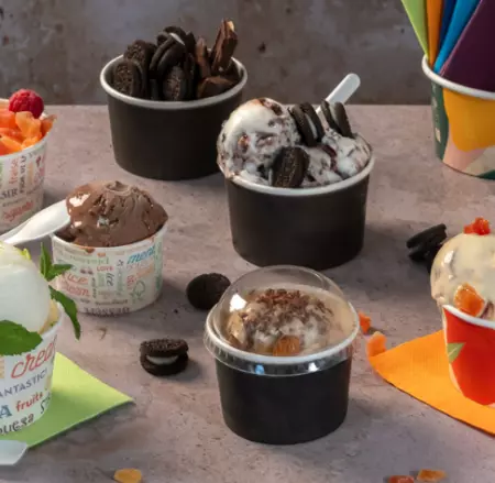 50 POTS &Agrave; GLACES 90 ML 210 + 18PE G/M2 &Oslash; 7,2x4 CM NOIR CARTON (FSC MIX 70%)