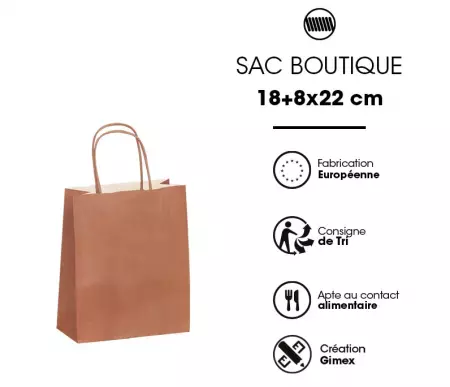 50 Sacs Kraft Tendance 18+8x22  TERRACOTA / 21412