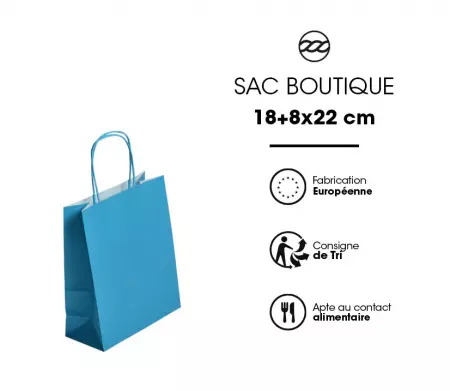 50 Sacs Kraft Tendance 18+8x22 BLEU / 21388